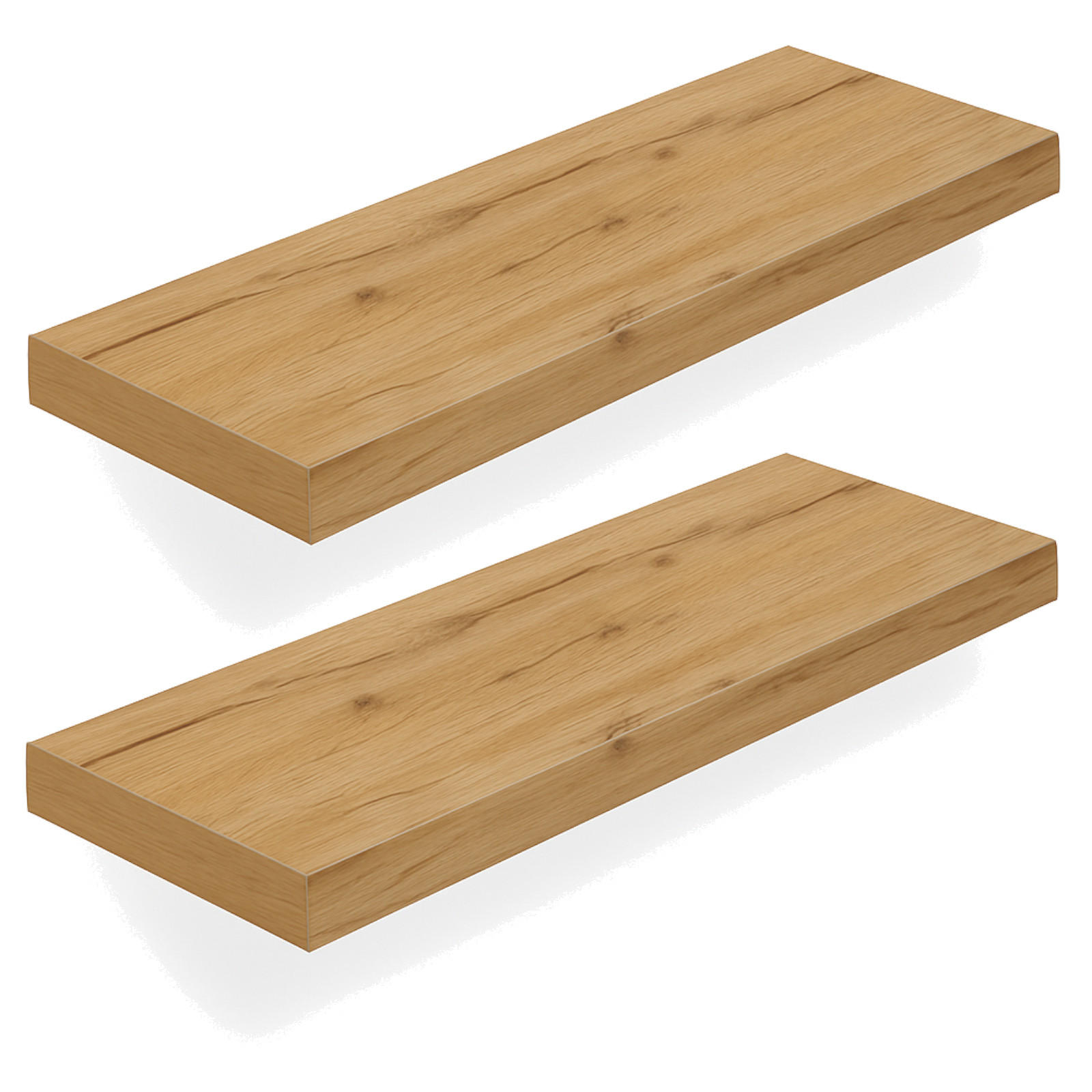 WANDREGAL Holzoptik Erlefarben 2er Set 60x20x4 cm - Erlefarben, Holzwerkstoff/Metall (20/3.8/60cm) - Begryf