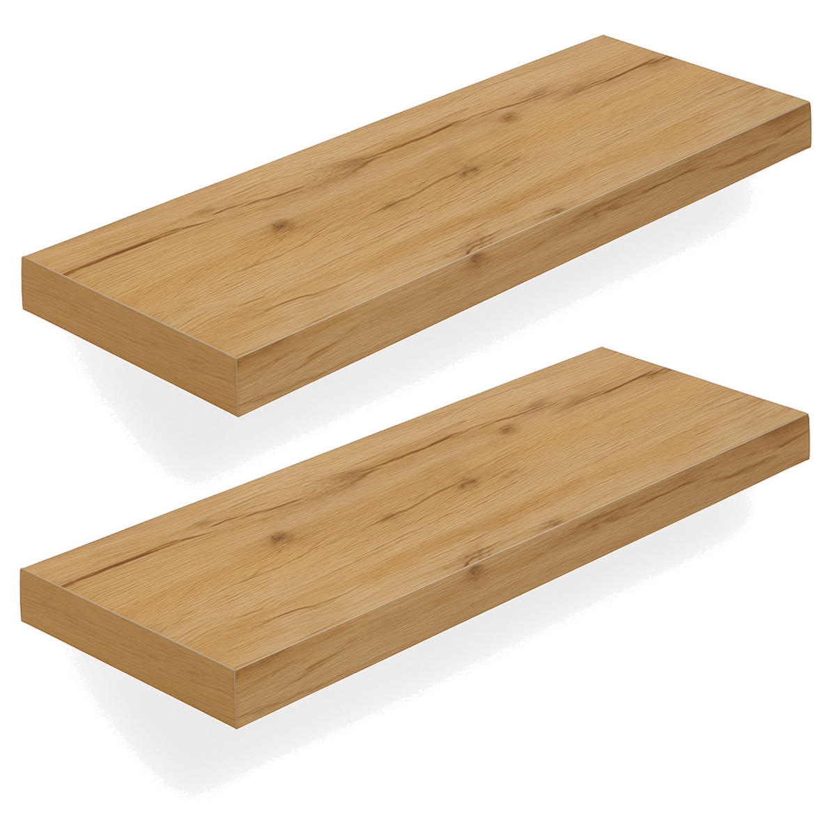 WANDREGAL Holzoptik Erlefarben 2er Set 60x20x4 cm - Erlefarben, Holzwerkstoff/Metall (20/3.8/60cm) - Begryf