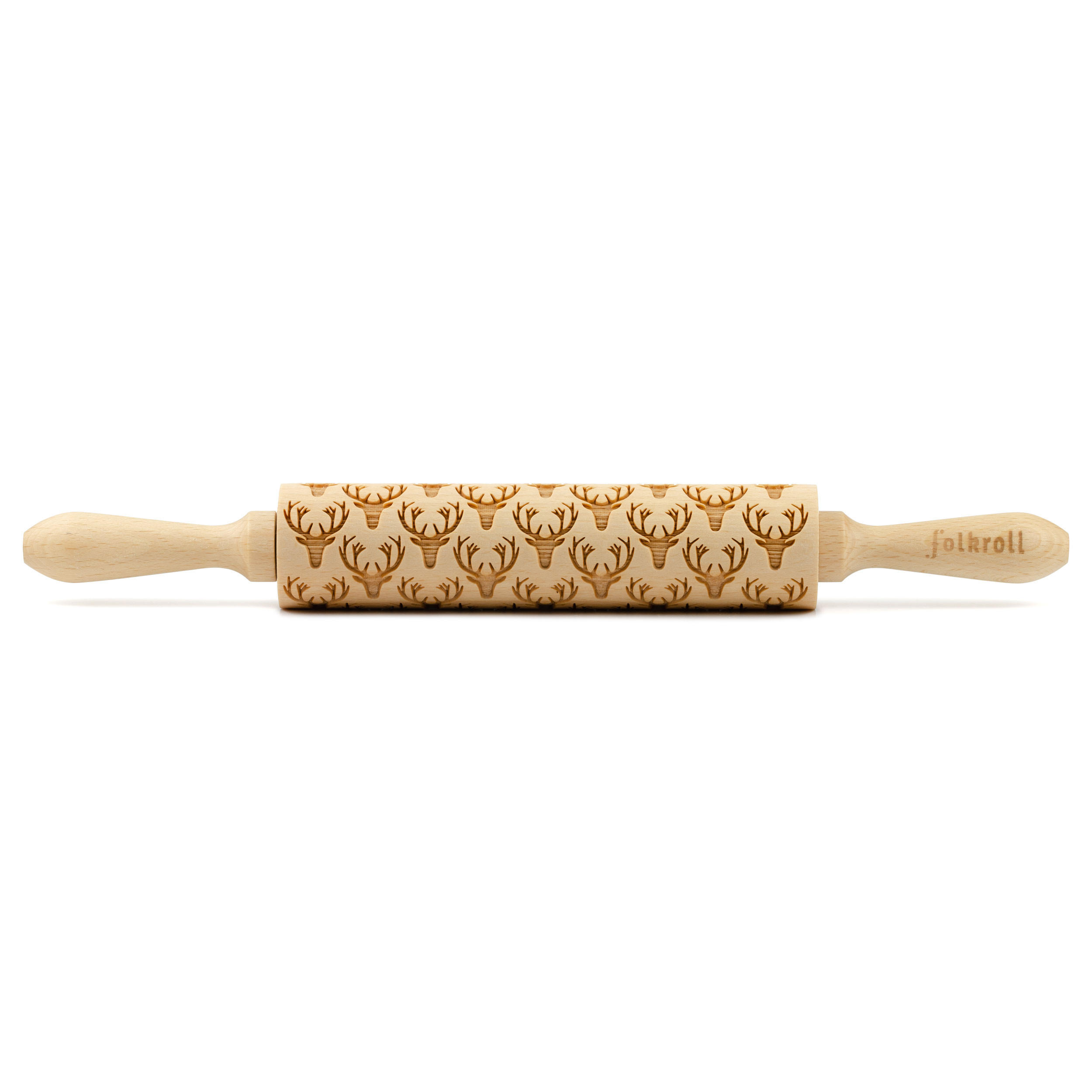 MOTIV-TEIGROLLE Hirschgeweih, medium, 37 cm, Buchenholz - Braun, Holz (4.5cm) - Folkroll