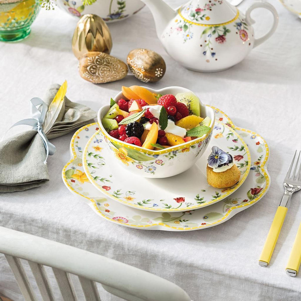 FRÜHSTÜCKS-SET Spring Awakening bunt 18er Set - Multicolor, Keramik (1/1/1cm) - Villeroy & Boch
