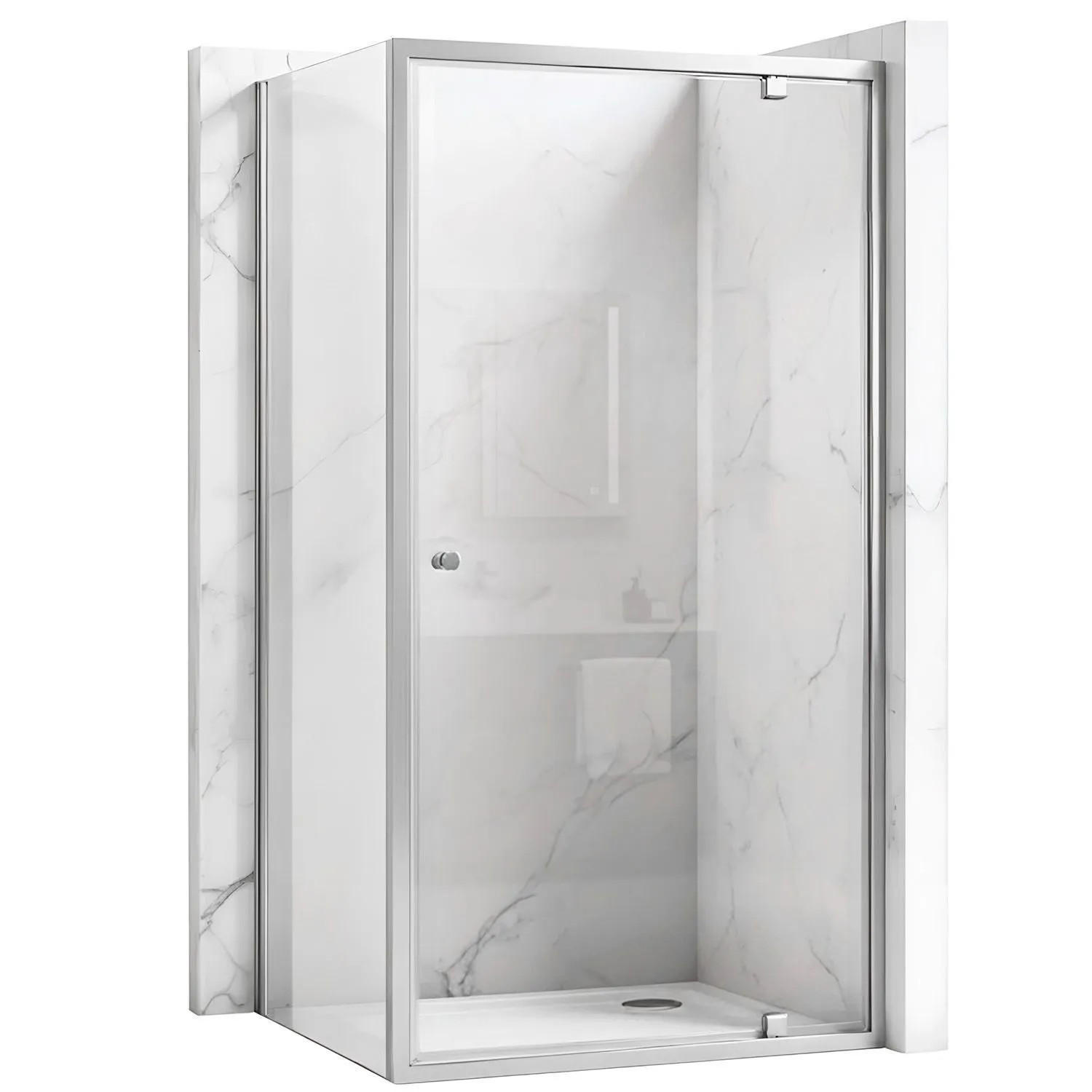 DUSCHKABINE Rea Primo Swing 80x90 Chrome - Chromfarben, Metall (80/90/190cm) - REA