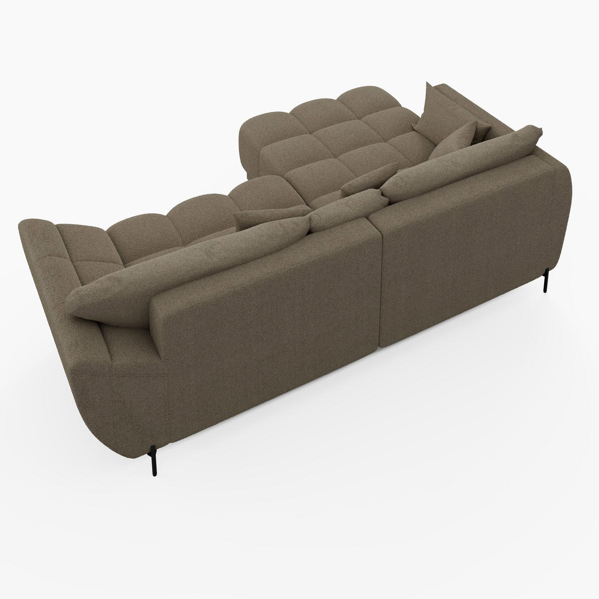 ECKSOFA LEGRO Links weiß Bouclé-Stoff L-Form Couch mit Schlaffunktion & Bettkasten - Schwarz/Weiß, Holz (180/285cm) - Barchello