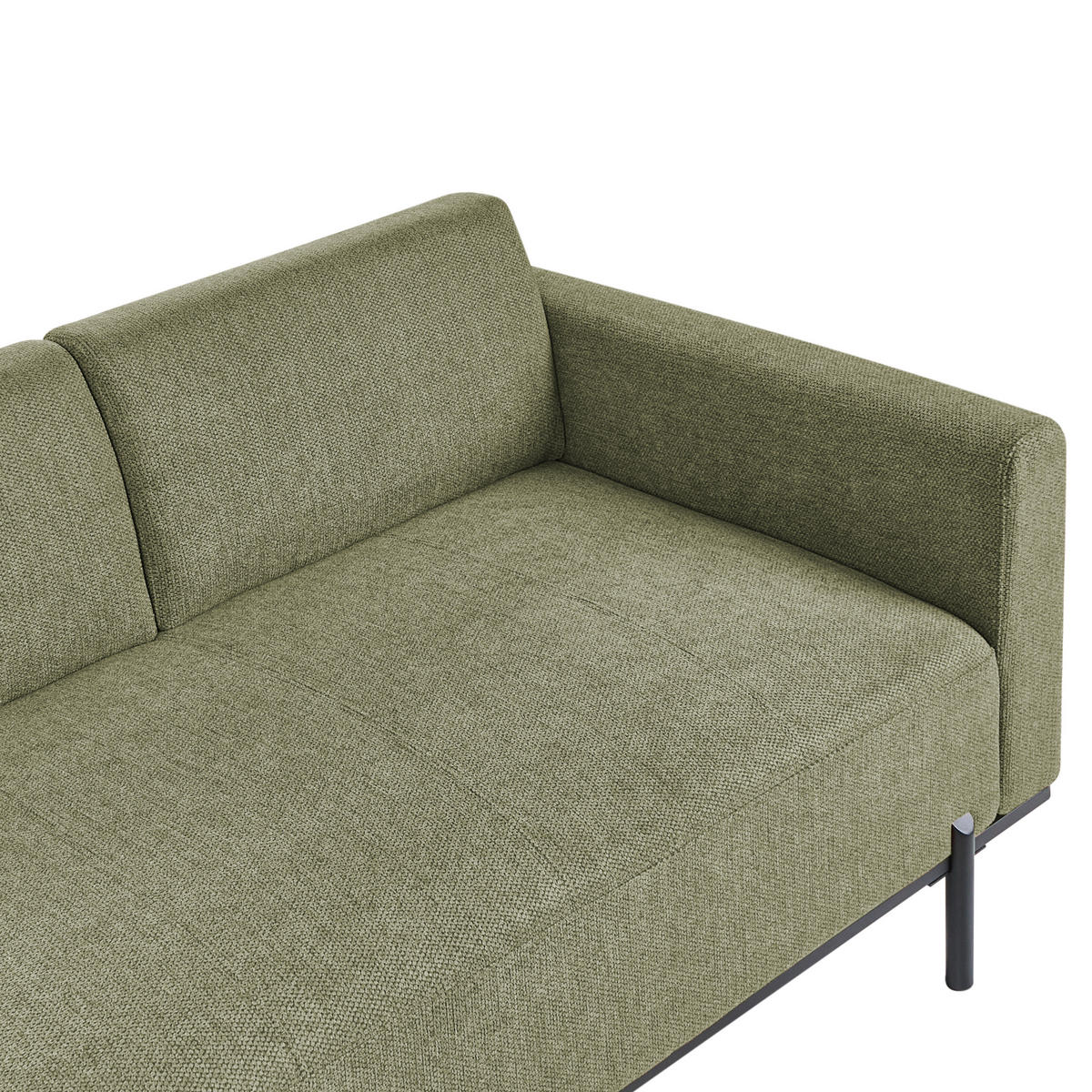 ČALOUNĚNÉ LEHÁTKO CHAISE LONGUE Umělý len Zelené Savasse - černá/zelená barva, textil (170/78/85cm) - Beliani