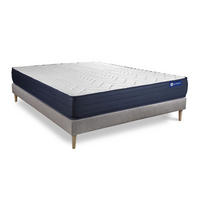 BETT Actimemo life Memory-Schaum 130 x 200 cm h4 - Kit Bettgestell Grau - Beige/Grau, Karton/Holz (130/200cm) - ACTISOM