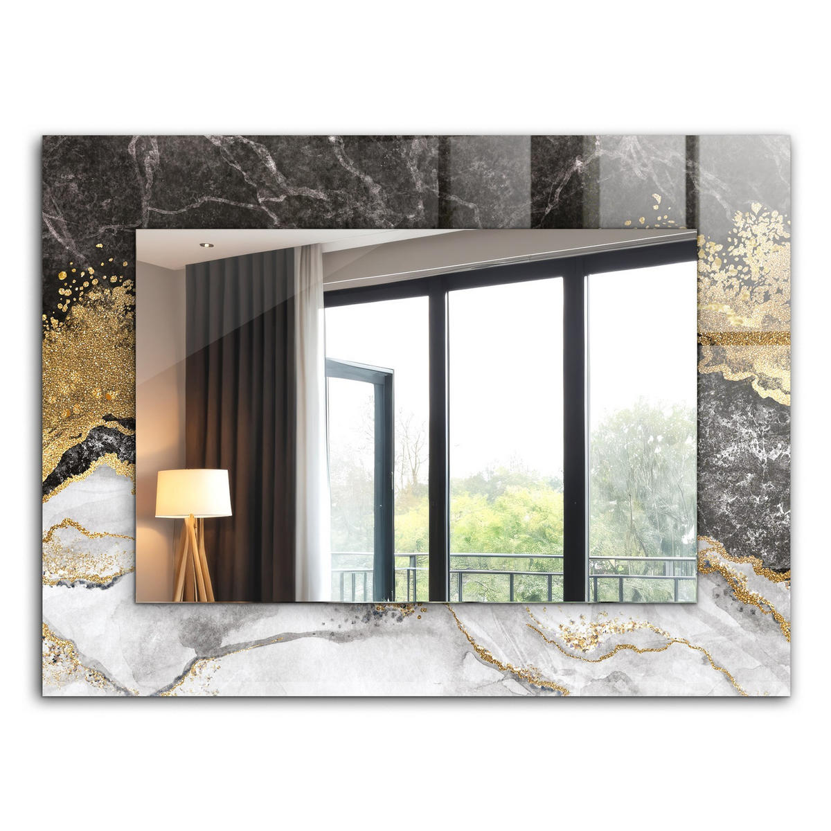 SPIEGEL 80 x 60 cm Rechteckig mit Aufdruck - Schwarz, Glas (80/60/0.4cm) - TULUP