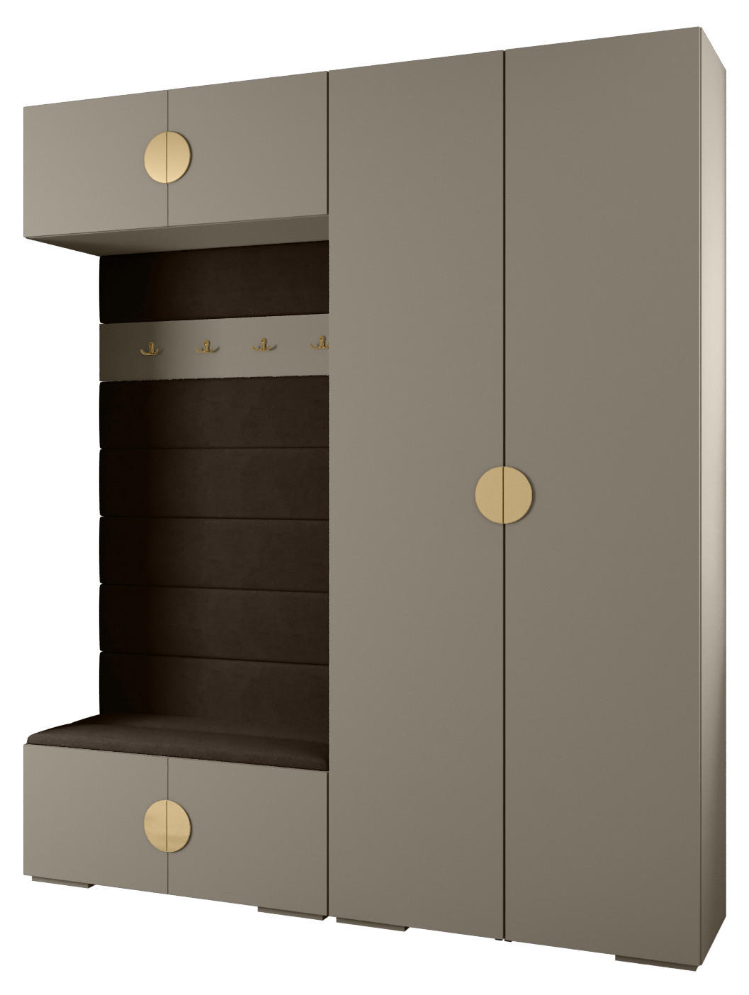 Abiks Möbel Garderoben-Set Kaschmir, Braun, Gold 200x236.7x47 cm