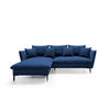 ECKSOFA SOLE Blau Plüsch-Stoff mit Schlaffunktion - Blau, Holz (258/167cm) - MASSENO