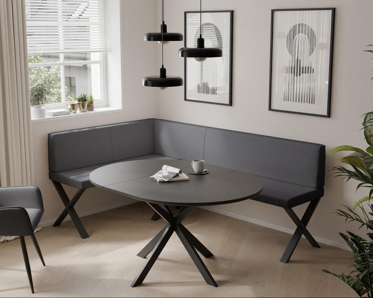 ECKBANK links VERO X Kunstleder glatt, 142/196 cm Dunkelgrau - Dunkelgrau, Kunststoff/Textil (142/196cm) - Idohome
