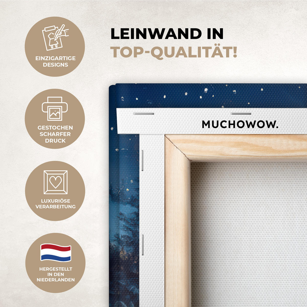 LEINWANDBILD Zug - Weihnachten - Schnee - Weihnachtszug 60x80 cm - Anthrazit, Textil (60/80cm) - MuchoWow