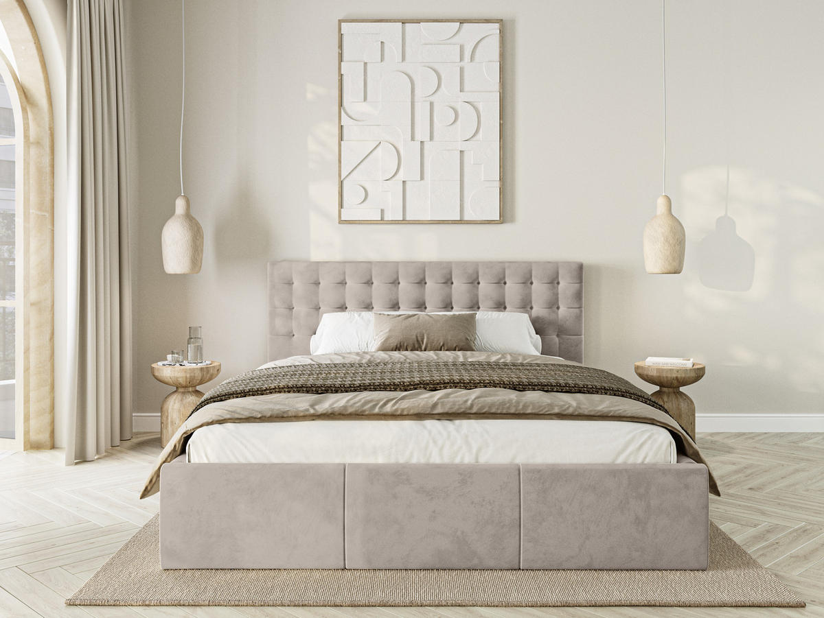 POLSTERBETT Lindos 120x200 cm, Taupe - Taupe, Textil (120/200cm) - Fedve