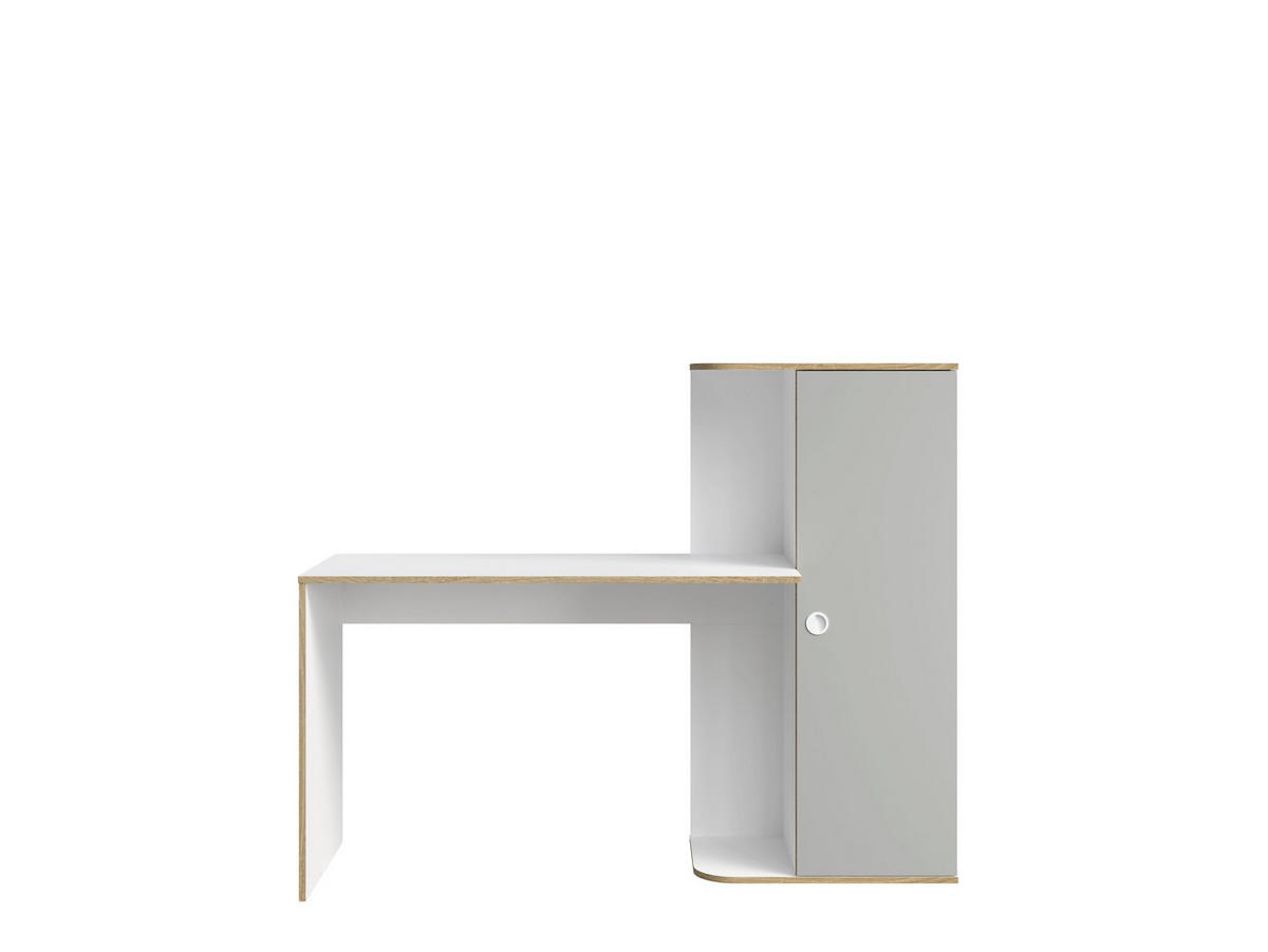 SCHREIBTISCH Weiß, Grau 160/128,5/55 - Weiß/Grau, Holzwerkstoff (55/160/129cm) - RAUMHIRSCH FURNITURE