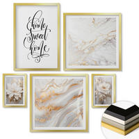 WANDBILDER 5er Set - 50x50 cm & 20x30 cm & 40x60 cm Goldrahmen - Porträt von Blumen in intensiven Farben - Goldfarben, Kunststoff (40/60cm) - ArtPrintCave