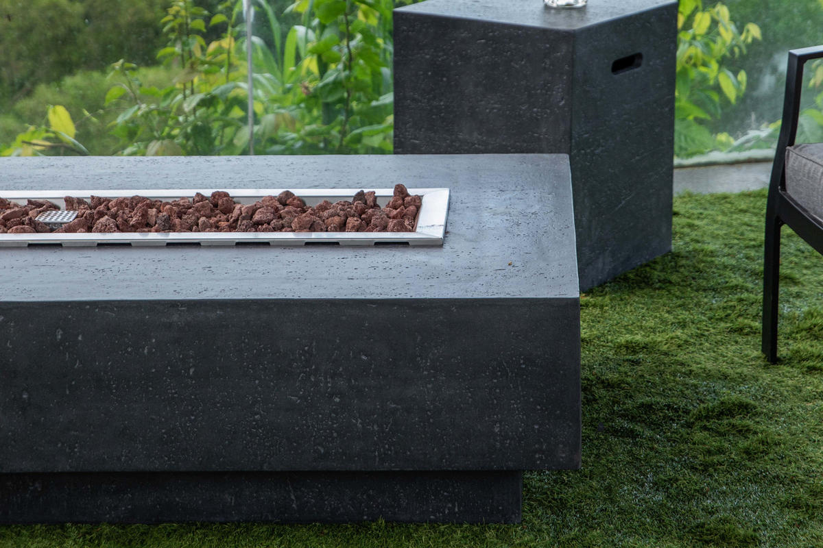 FEUERTISCH HAMPTON Gasfeuerstelle aus GF-Beton 142/35/35 cm - Dunkelgrau, Naturmaterialien (81/35/142cm) - Elementi