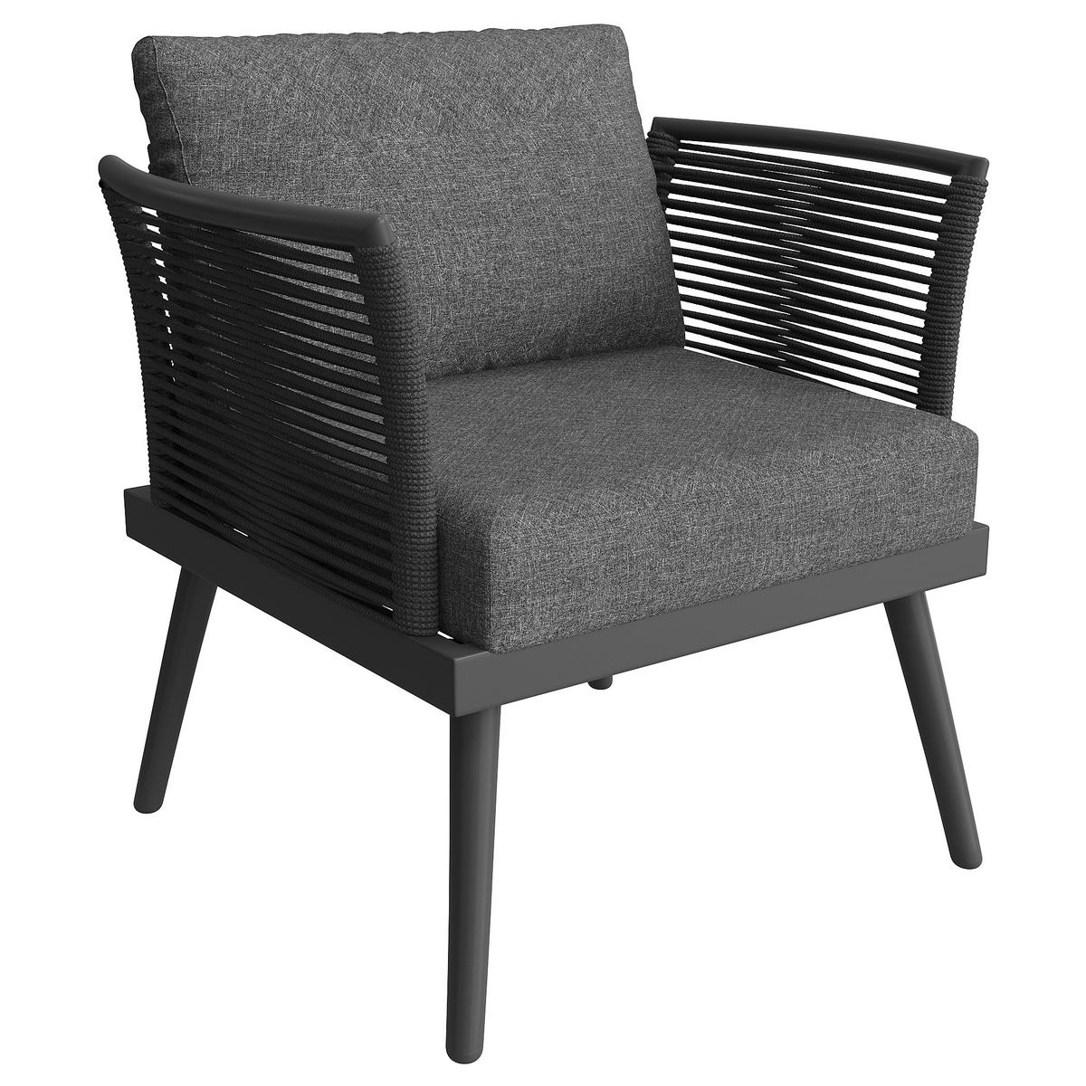 GARTENLOUNGE-SET L-förmiges Gartenmöbel-Set mit handgeflochtenen Armlehnen Polstern - Naturfarben/Grau, Textil/Metall - STILVORA