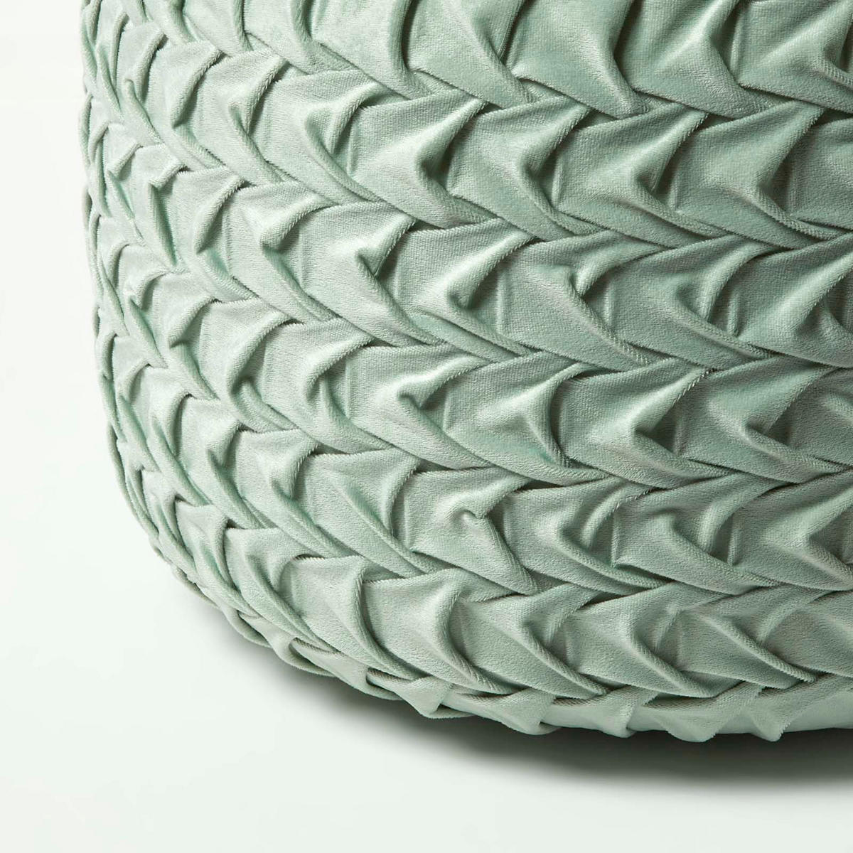 SAMT-POUF Grace grün, plissiert in Flechtoptik, 50/50/35 cm - Mintgrün, Textil (50/35/50cm) - Homescapes