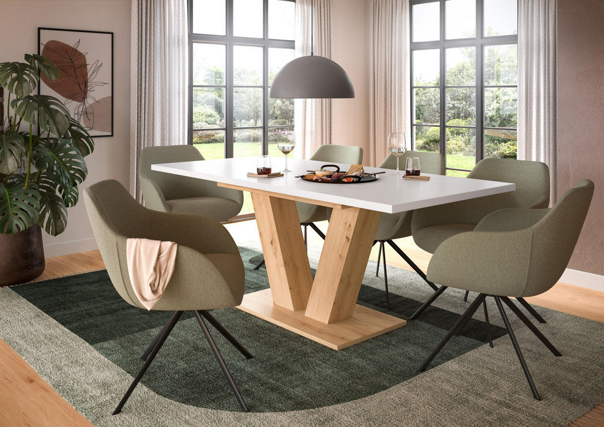 ESSTISCH Velo (B/H/T: ca. 150/76/90 cm) in Artisan Oak Nachbildung/weiß - Eiche Artisan, Holzwerkstoff (90/150/76cm)