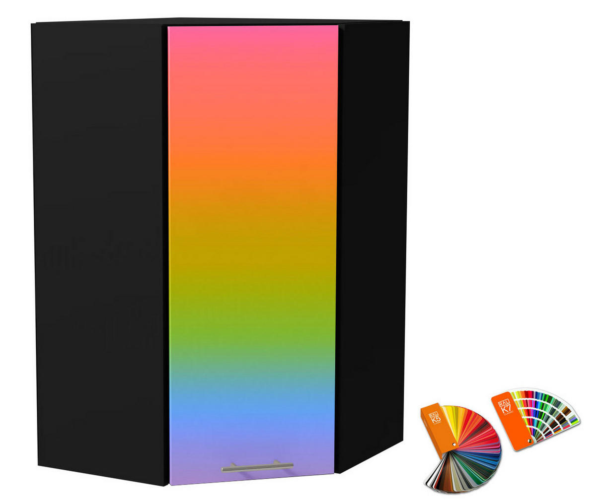 ECKHÄNGESCHRANK Brerra RAL Wunschfarbe (K5/K7) / Schwarz Matt 60 / 60 / 96cm - Multicolor/Schwarz, Holz/Holzwerkstoff (60/96/60cm) - Feldmann-Wohnen