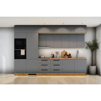KÜCHENZEILE Nexa Grau – 360 cm – K72-G360 L - Schwarz/Grau, Holzwerkstoff/Metall (360/248/58cm) - ROYAL24_MARKT
