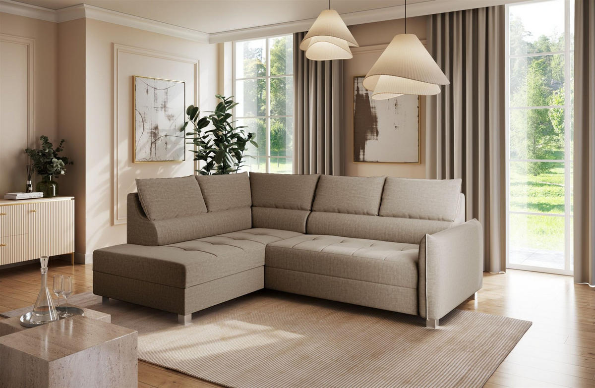 ECKSOFA Marno - Taupe, Holzwerkstoff/Textil (260/200cm) - Fun Möbel