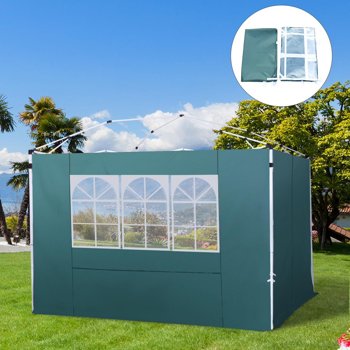 PAVILLON-SEITENTEIL Grun 1 Stück - Grün, Naturmaterialien (295/200cm) - GiPP