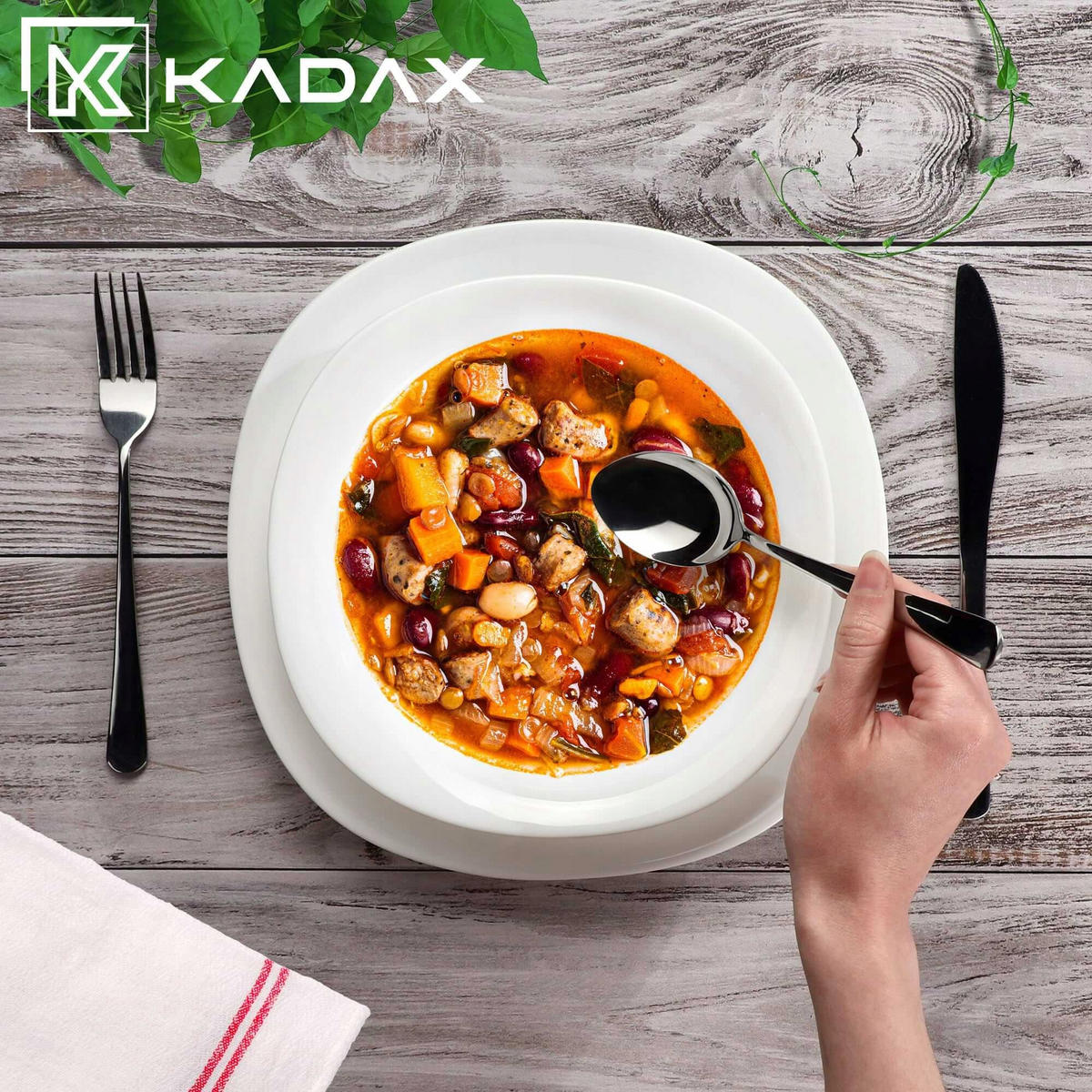 KADAX Tiefer Speiseteller 23cm Weiß 3 Stk - Weiß, Glas (23/3.6/22.3cm) - KADAX