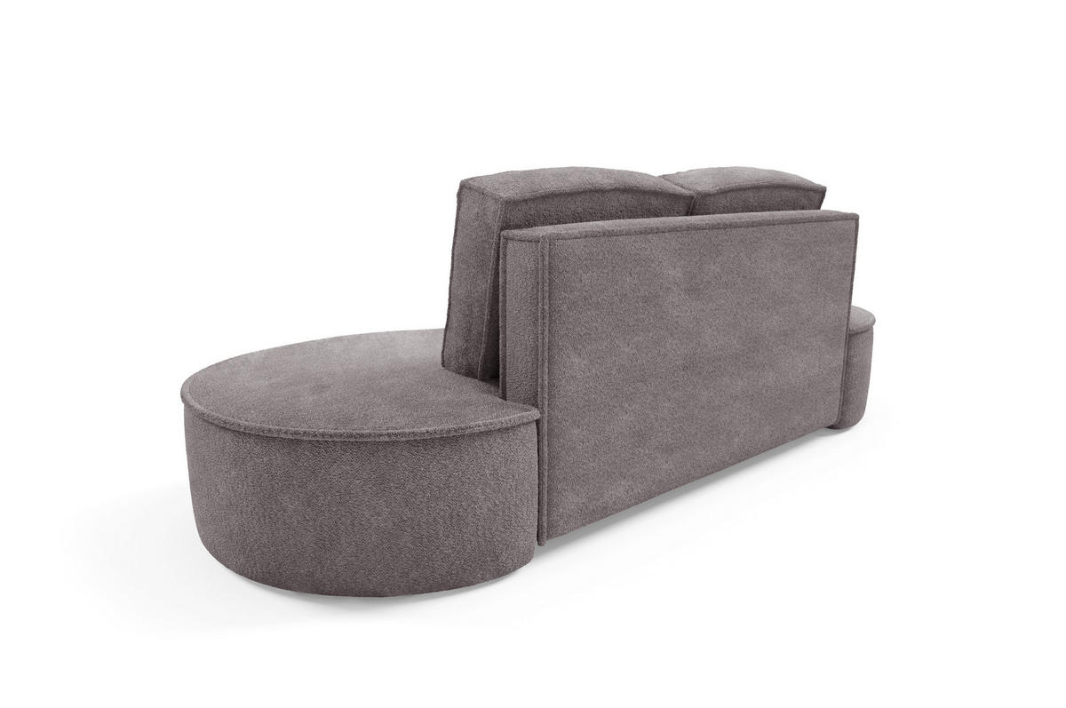 SOFA Molly – Freistehendes halbrundes Designsofa mit zwei eleganten, abnehmbaren RückenKissen, Abriamo Stoff, Größe: 234x101x88 cm, Grau Seide - Greige, Holz/Textil (234/88/101cm) - DomoHome