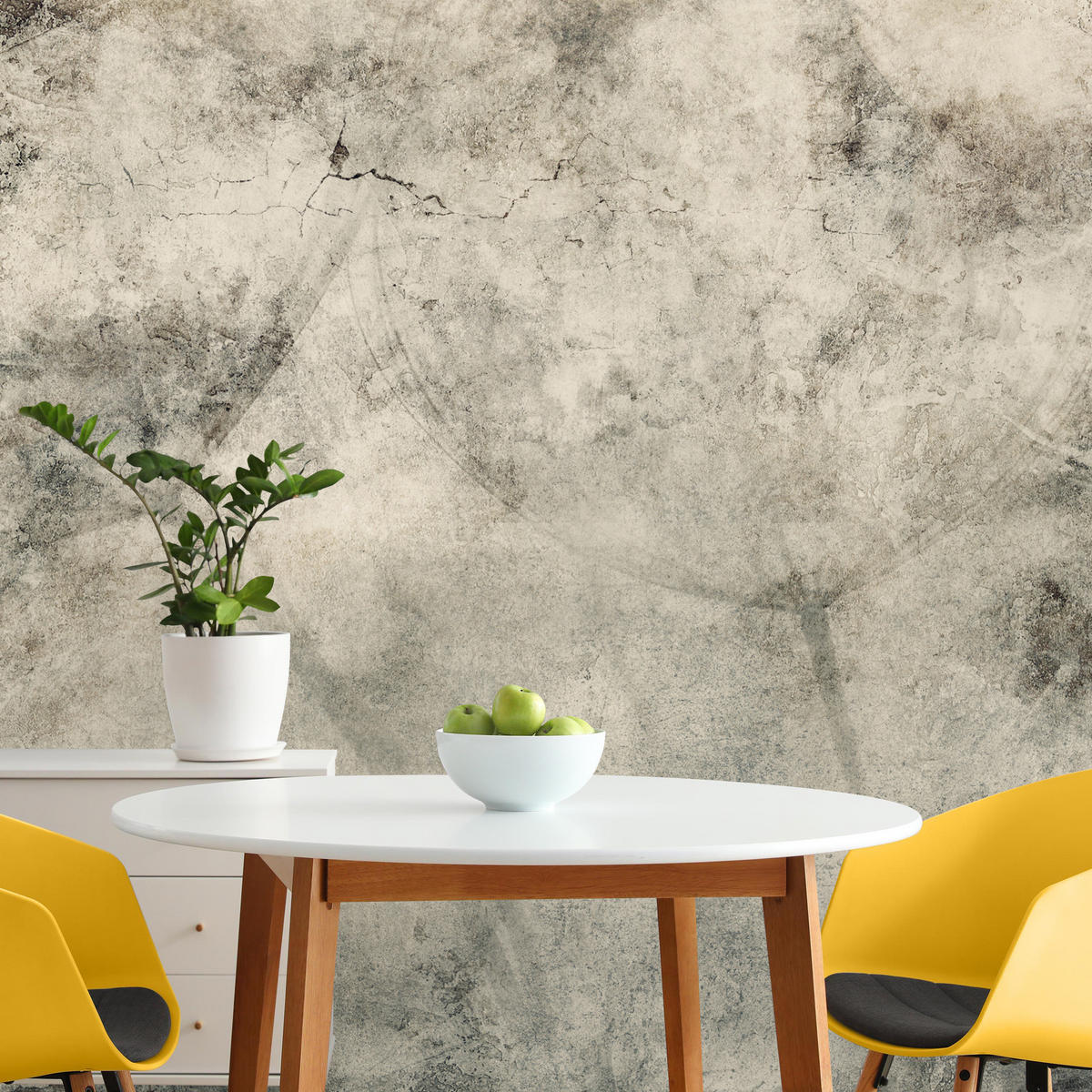 FOTOTAPETE Löwenzahnsamen Beton Vintage Stil 350x256 - Beige/Braun, Papier (350/256cm) - Muralo