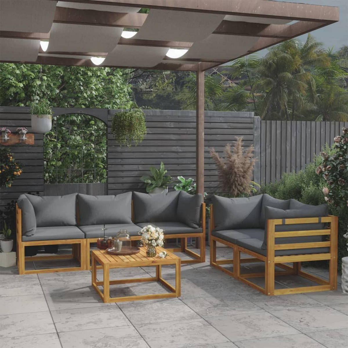 GARTENSET Regalado 6-teilig - Grau, Holzwerkstoff - Nettlife