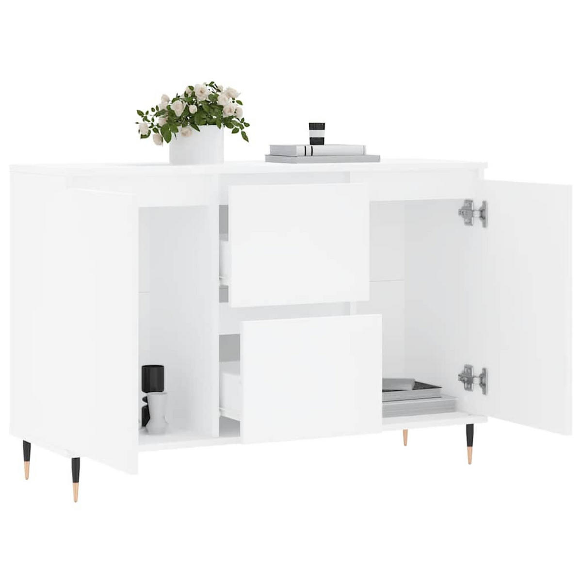 SIDEBOARD Weiß 101,5x35x70 cm Holzwerkstoff - Weiß, Holzwerkstoff (104/70/35cm) - furnicato