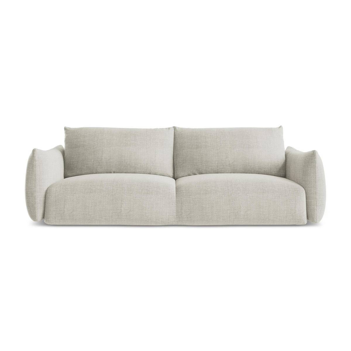 3-SITZER SOFA mit Schlaffunktion Strukturstoff Beige - Beige/Schwarz, Holzwerkstoff/Kunststoff (230/90/105cm) - LaMiaSofa