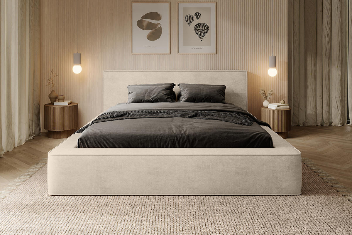 POLSTERBETT MUMMO 160x200 cm, Creme - Creme, Textil (200/160cm) - Fedve