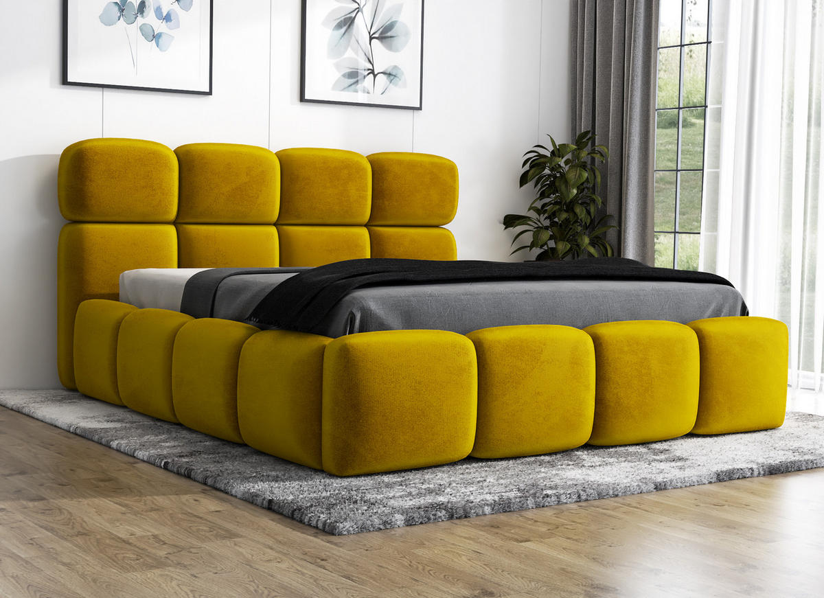 POLSTERBETT MONAKO 90x200 Goldfarben - Goldfarben, Textil (90/200cm) - A&J MöbelLand