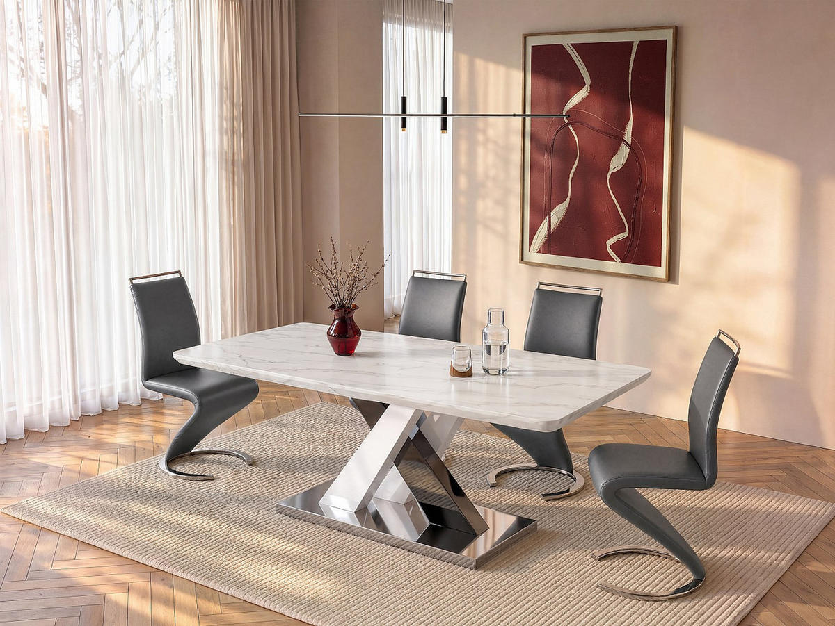 ESSTISCH - 8 Personen - holz - weiß Evaela - Weiß, Holz (100/200/76cm) - Vente-Unique