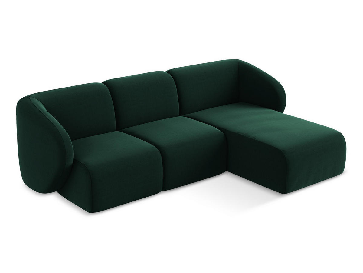 ECKSOFA Rechts Bouclé Stoff Grau - Hellgrau/Schwarz, Holzwerkstoff/Kunststoff (248/166cm) - Makamii