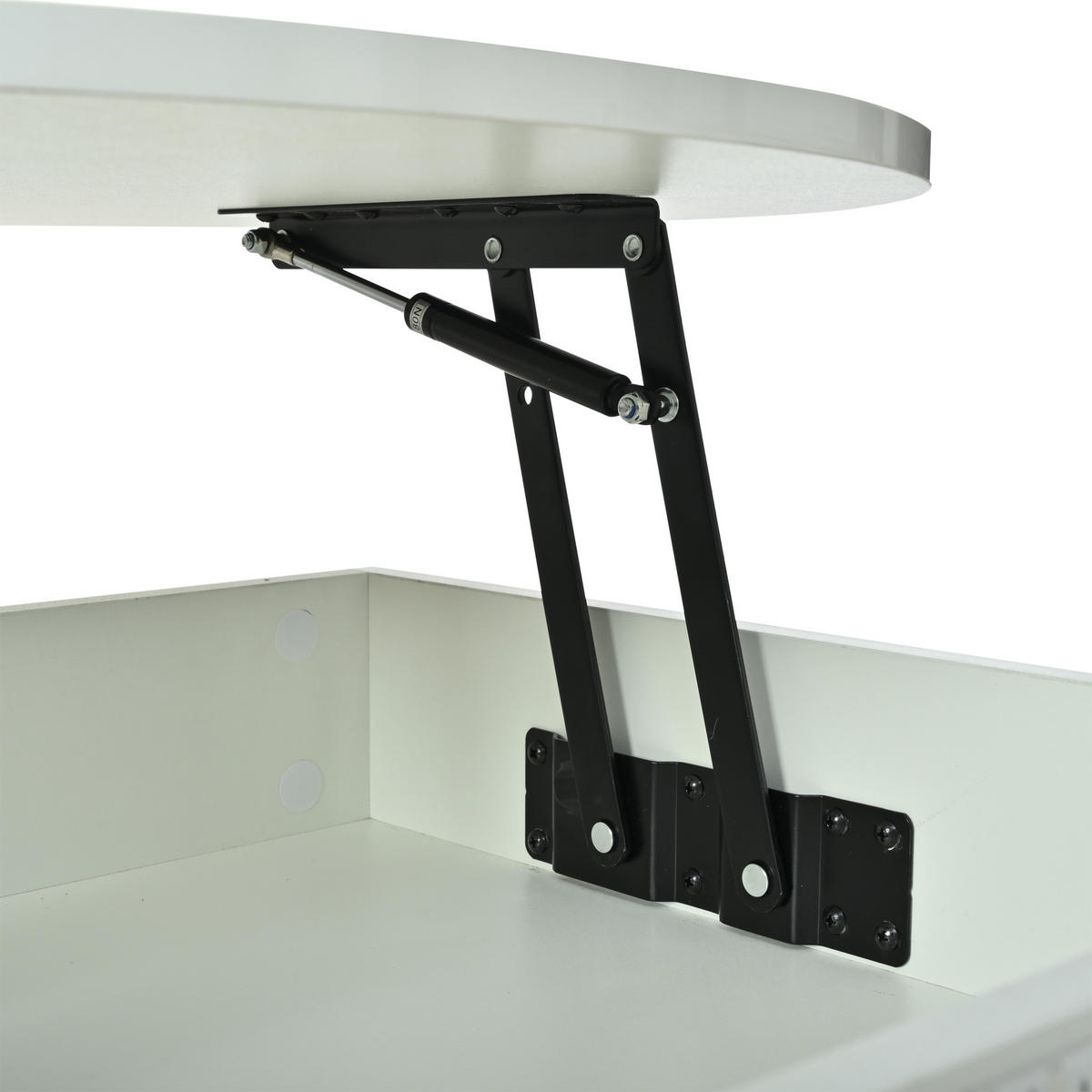 COUCHTISCH 75x75x52 cm Weiß Hochglanz LED Rolltüren Stauraum - Weiß, Holzwerkstoff (75/75/52cm) - FLIEKS