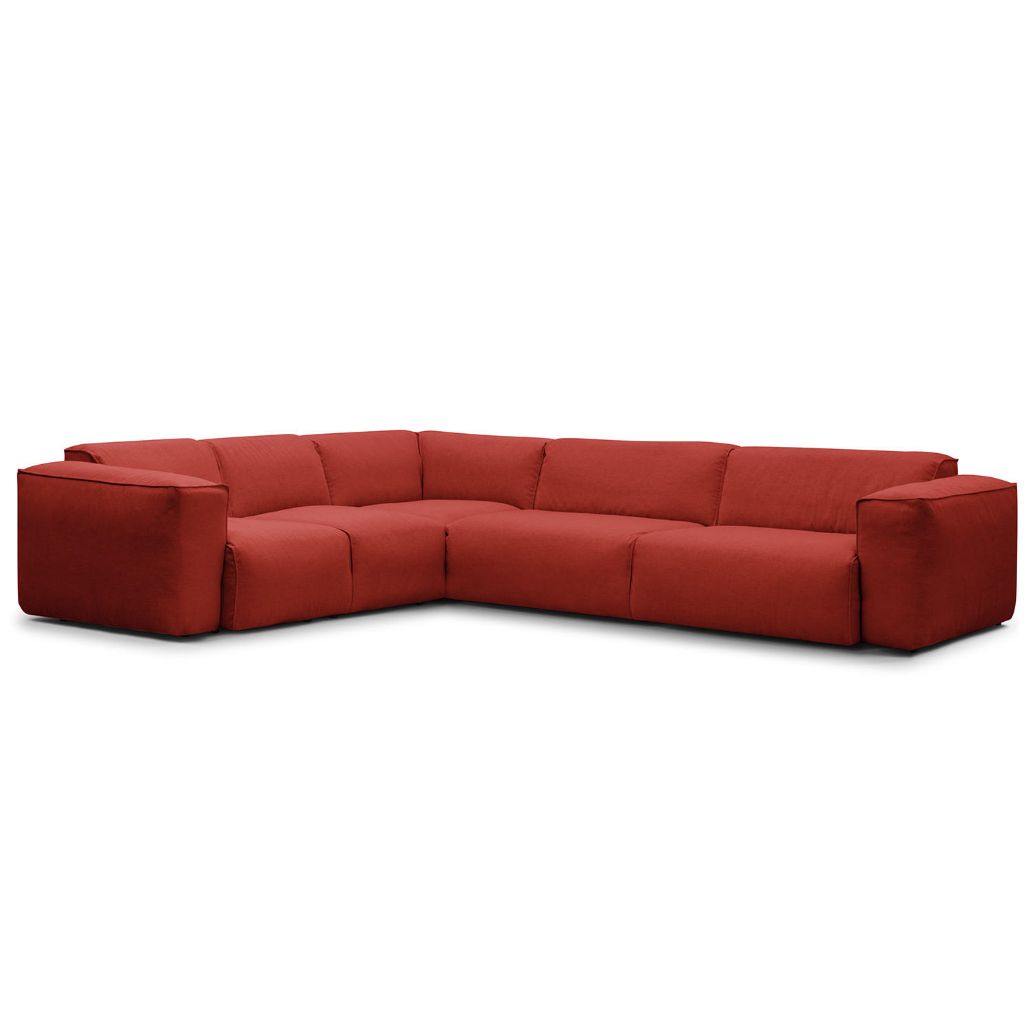 ECKSOFA mit Rundecke - Rot/Schwarz, Kunststoff/Textil (325/260cm) - home24