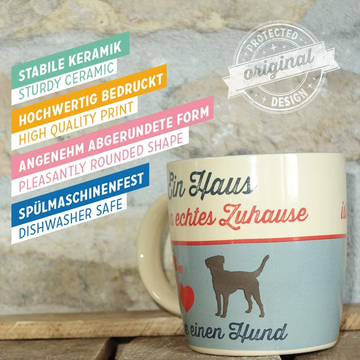 KAFFEETASSE 330 ml PfotenSchild Ein Haus ist kein echtes Zuhause - Multicolor, Keramik (0.33L) - Nostalgic-Art