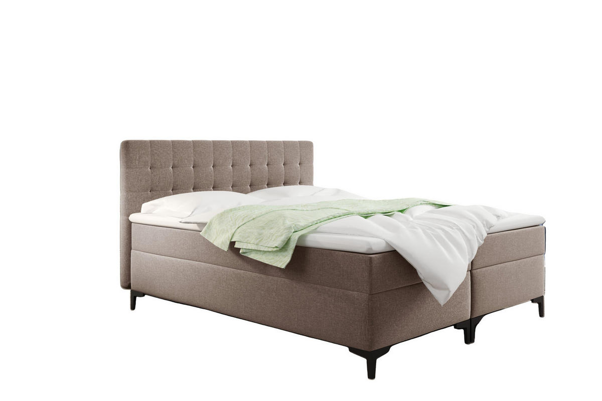 BOXBETT Mit Bettkasten Denver Stoff Muna Dunkelbeige 120x200 cm H3-Bonell - Cappuccino, Holz (120/200cm) - Kaiser Möbel