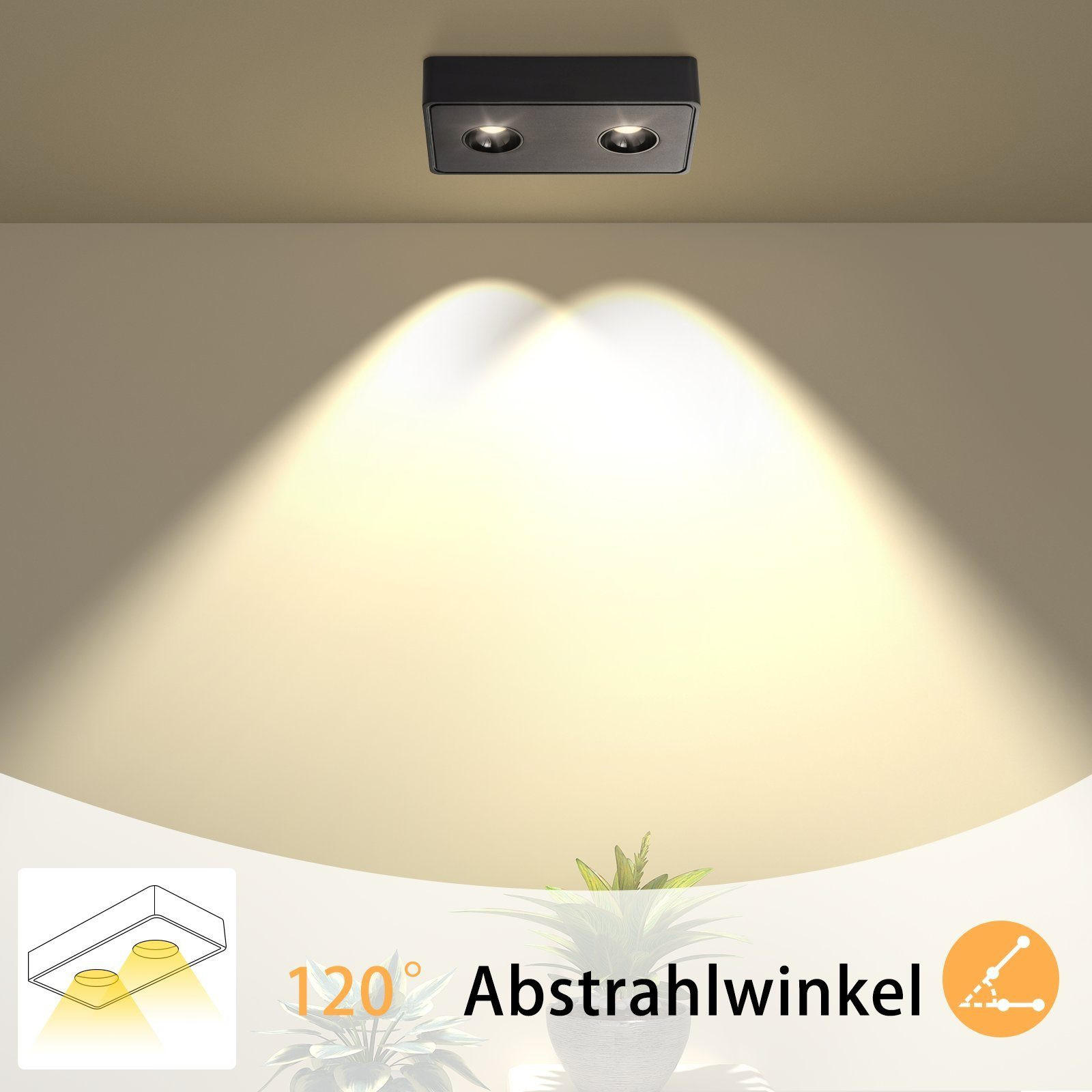 LED-DECKENLEUCHTE Traum 23/14/6 cm - Schwarz, Metall (23/14/6cm) - Nettlife