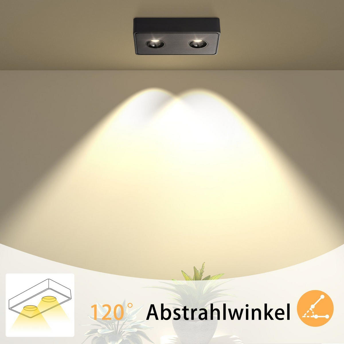 LED-DECKENLEUCHTE Traum 23/14/6 cm - Schwarz, Metall (23/14/6cm) - Nettlife