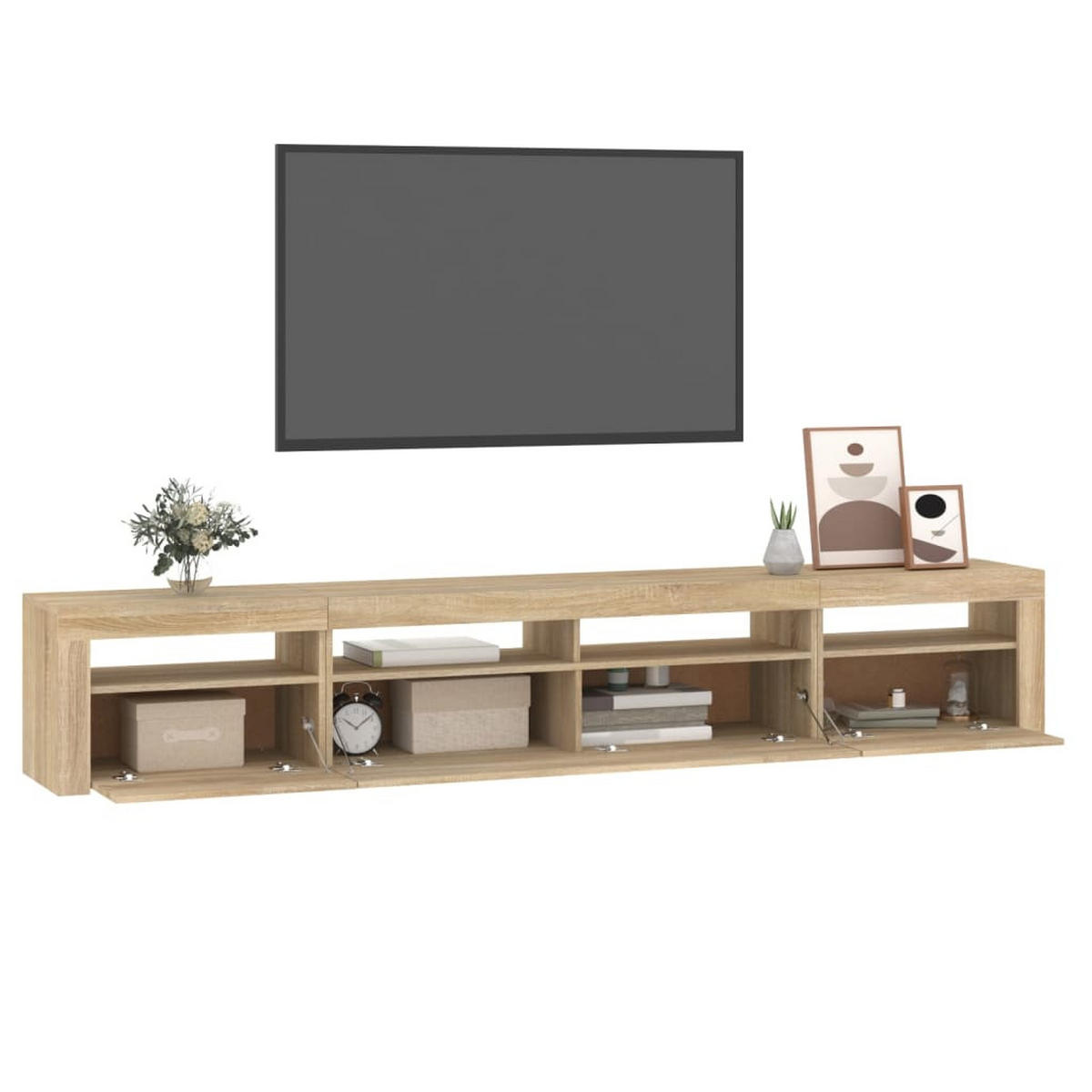 LOWBOARD mit Led-Leuchten 240/35/40 cm aus Holzwerkstoff in Sonoma-Eiche Dekor - Sonoma Eiche, Holz (240/40/35cm) - vidaXL