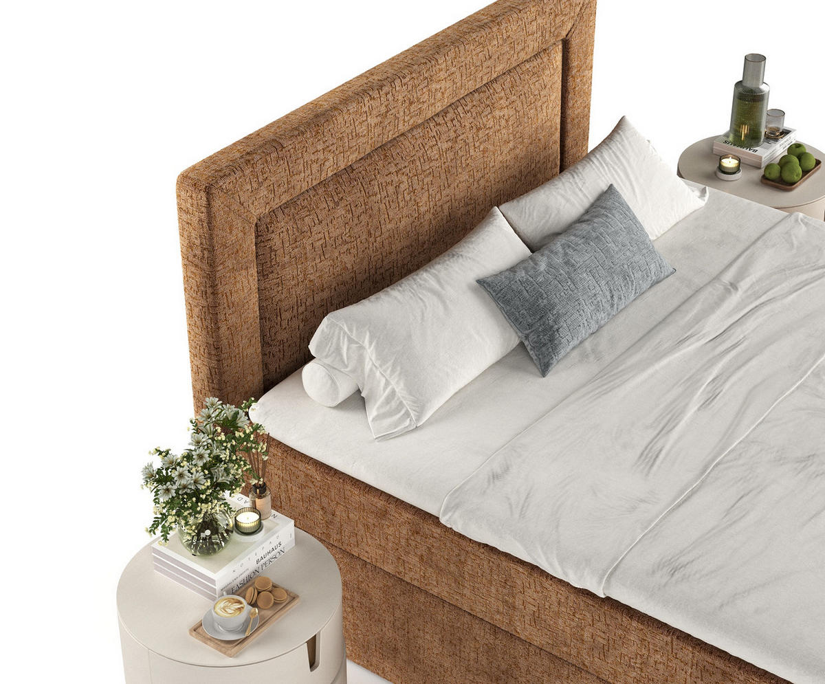 BOXBETT Palmera Dunkelorange 160/200 cm - Dunkelorange/Schwarz, Holz/Holzwerkstoff (160/200cm) - Maison de Reve