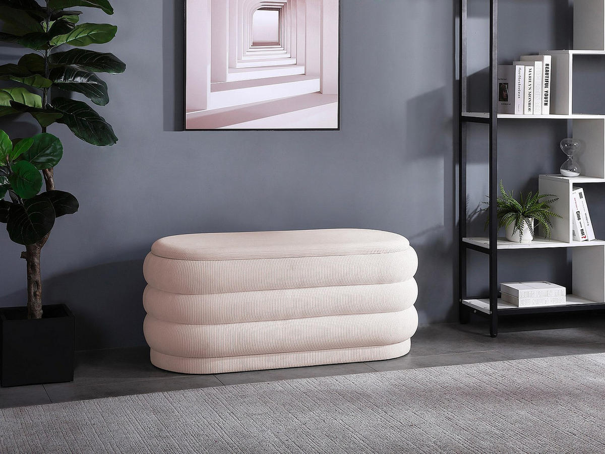 SITZBANK - 112 cmcm x 47 cmcm - Samt, Stoff - Cremefarben - ECAMBI - Creme, Textil (112/49/47cm) - Vente-Unique