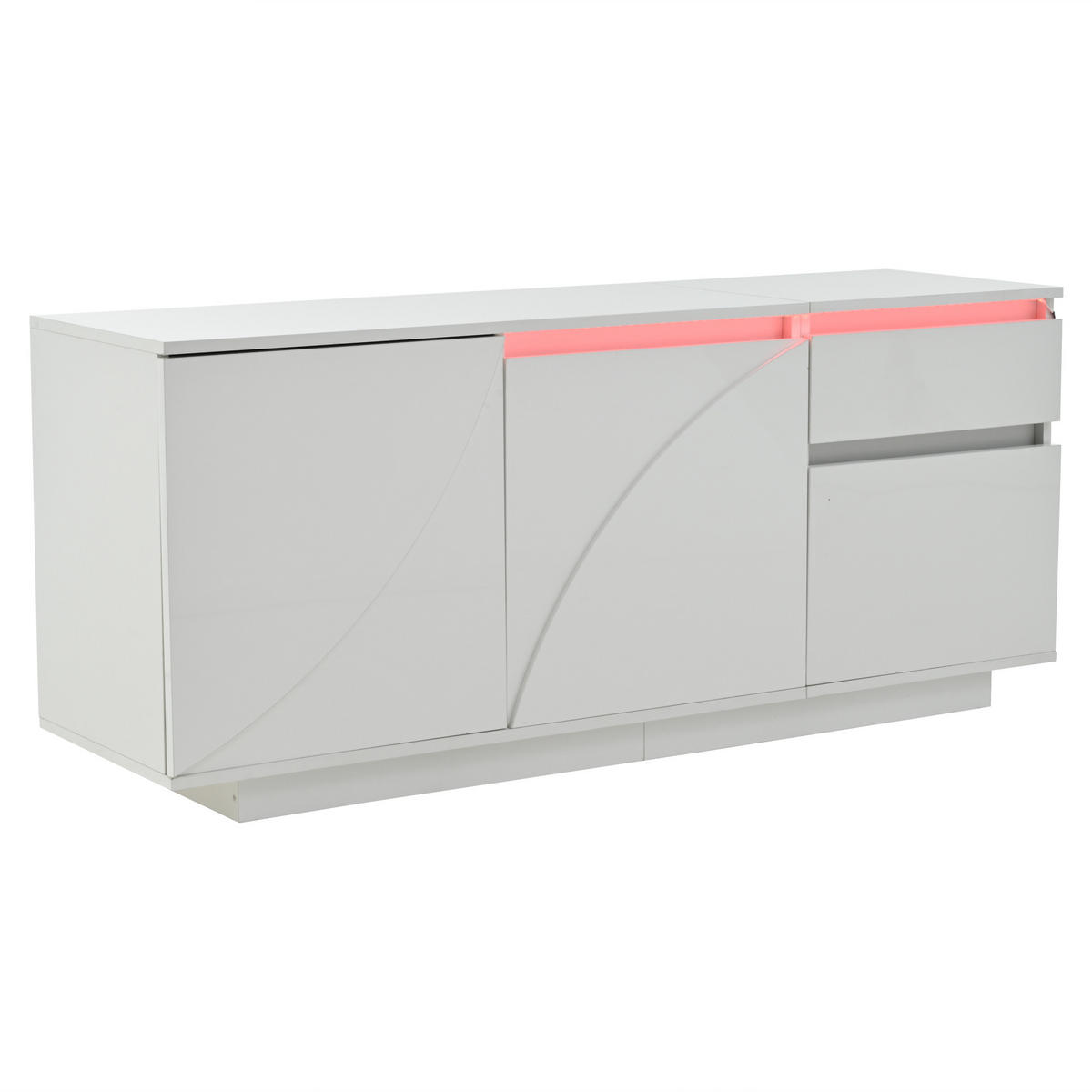 SIDEBOARD Weiß, 140/40/60 cm, aus MDF, mit LED-Beleuchtung und Schublade - Weiß, Holzwerkstoff (140/60/40cm) - CHICFURN