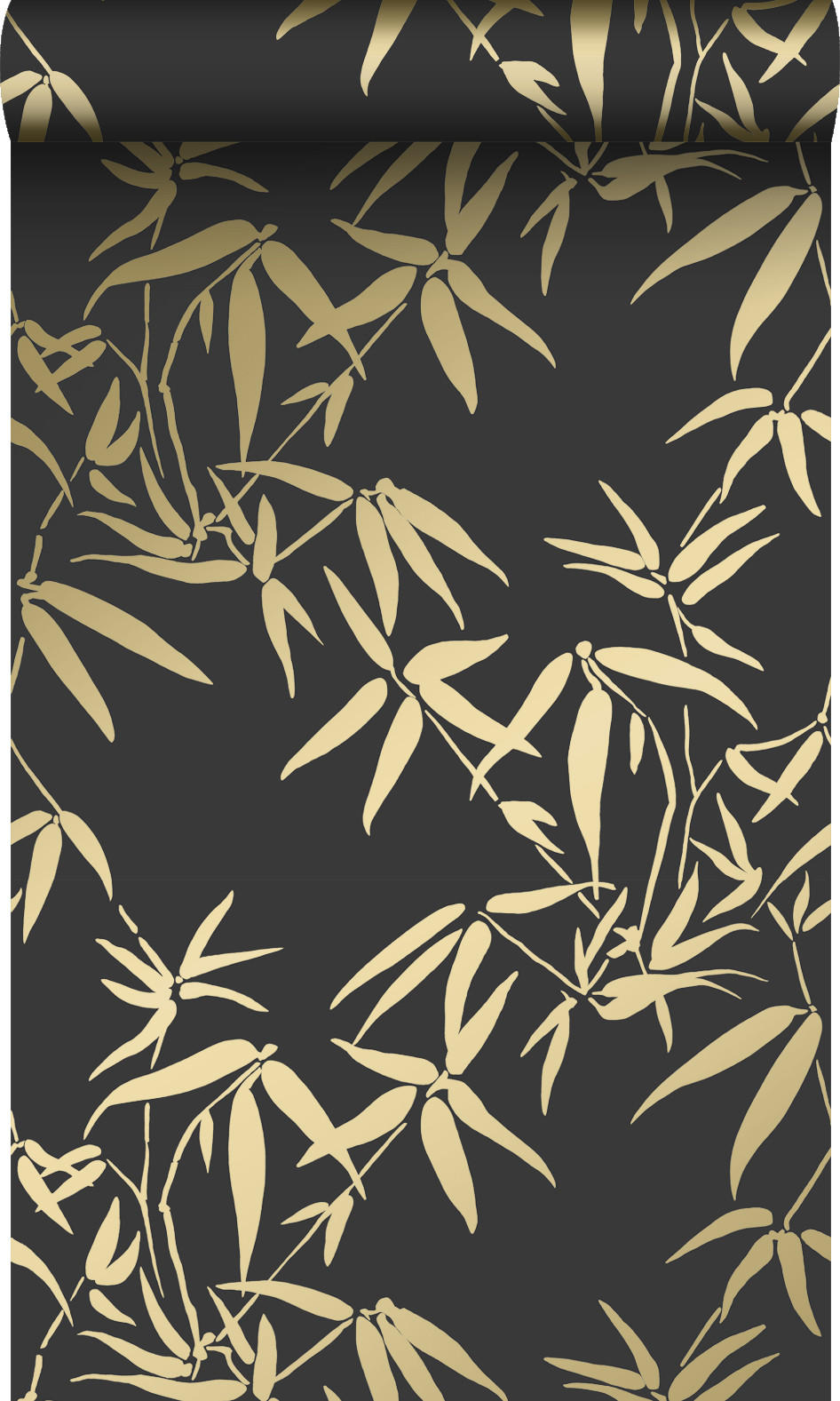 TAPETE Bambusblätter 53 cm x 10.05 m - Schwarz, Papier (53/1000cm) - Origin Wallcoverings
