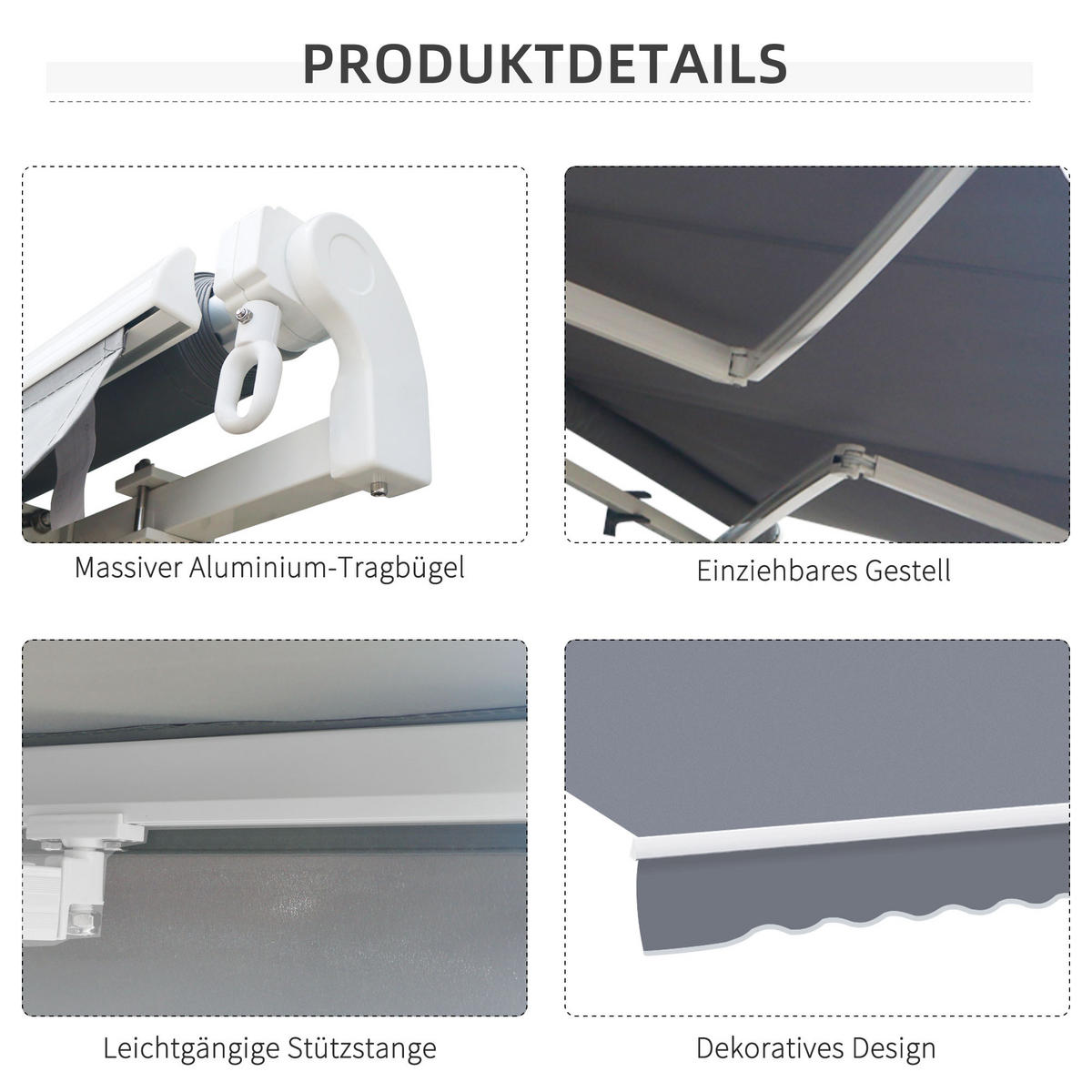 GELENKARMMARKISE, Aluminium, Grau - Grau, Metall (300/160/395cm) - Outsunny