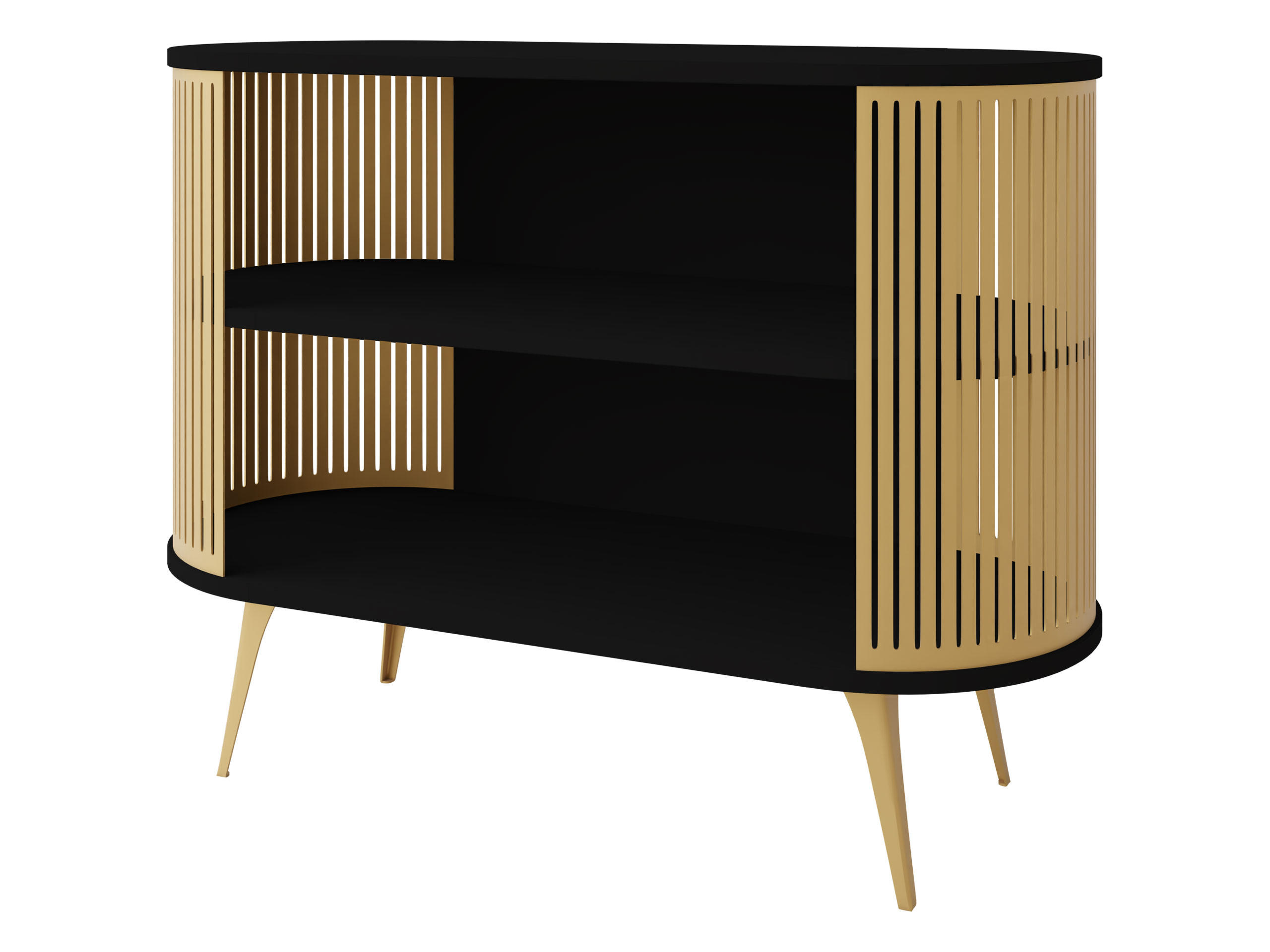 KOMMODE Roenni Gold - Goldfarben/Schwarz, Holzwerkstoff/Metall (120/90/40cm) - MIRJAN24