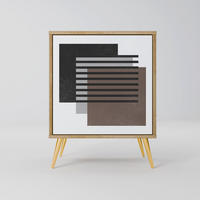 SIDEBOARD SHADOW SYNCHRONY, Eichefarben, 57,5x42x75,5 cm, Goldfarbene Metallfüße - Eichefarben/Goldfarben, Holzwerkstoff/Metall (57.5/75.5/42cm) - SpaceRebels