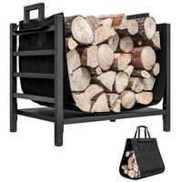 KAMINHOLZREGAL bis 50 kg - Schwarz, Metall (34/44/49cm) - Outsunny