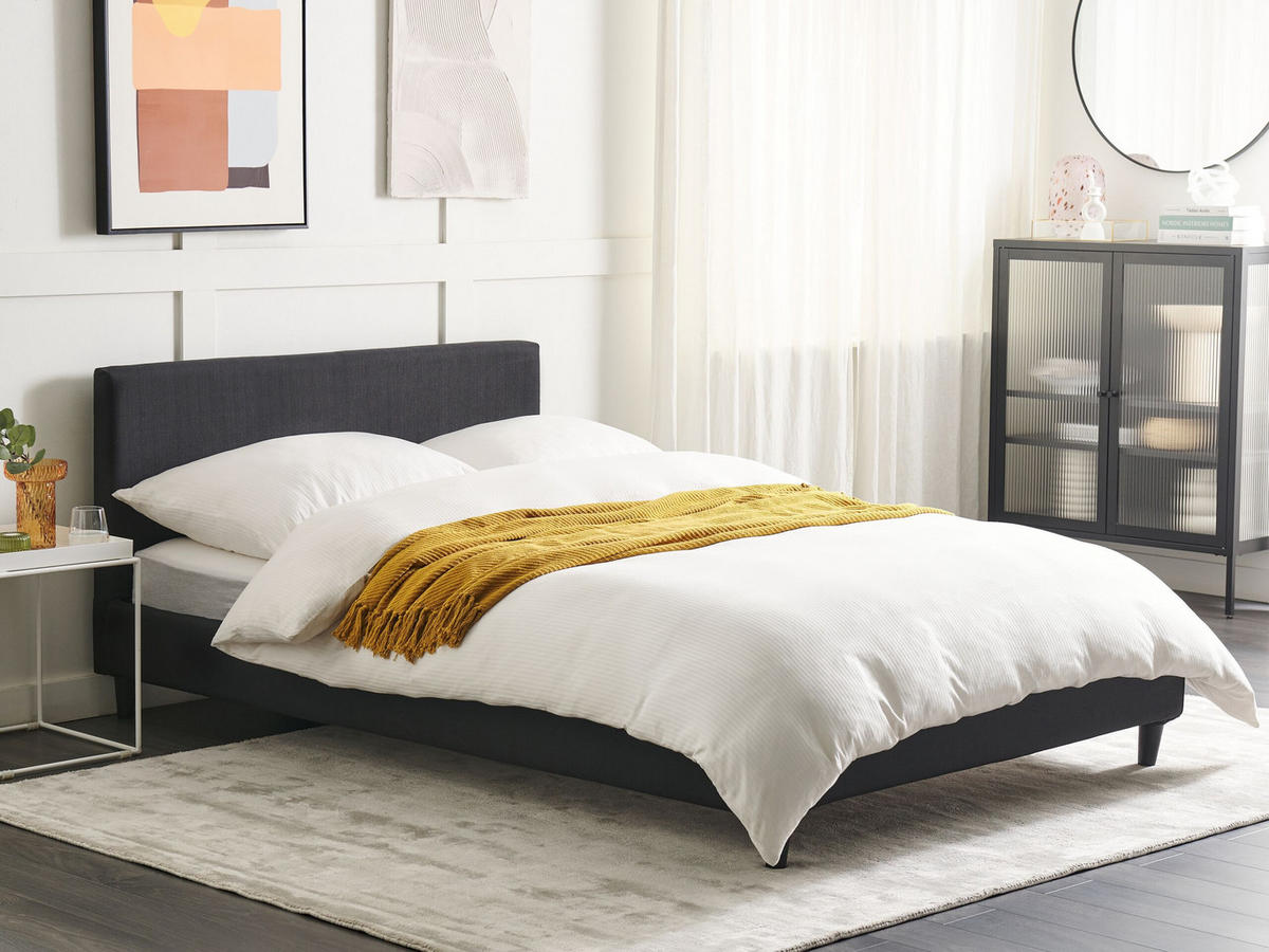 POLSTERBETT 140/200cm Schwarz Fitou - Schwarz, Textil (140/200cm) - Beliani